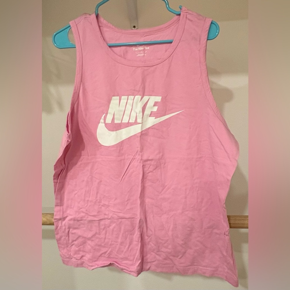 Nike Pink and White Cotton Tank Top